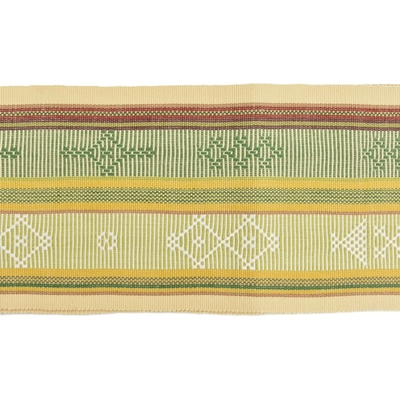 読谷山ミンサー 半幅帯 クリーム ｜読谷山花織事業協同組合